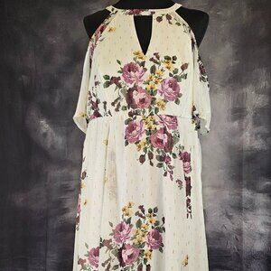 Torrid White Floral Dress Lined Chiffon Size 16